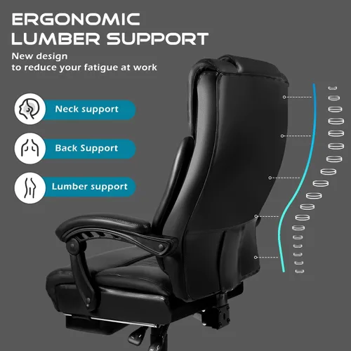 Miniatura 4 de OFIKA Silla de oficina, silla ejecutiva de oficina resistente con reposapiés, ergonómica, respaldo alto, sillas de juegos para computadora, oficina