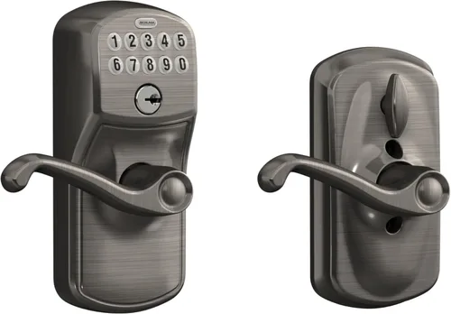 Miniatura 12 de SCHLAGE FE595 CAM 622 GEO Entrada con teclado con cerradura electrónica Flex, negro mate