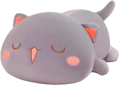 FUYU Animales de peluche de gato, almohada de felpa suave de gato kawaii, juguete de animal de peluche, regalos para niños y niñas, decoración de