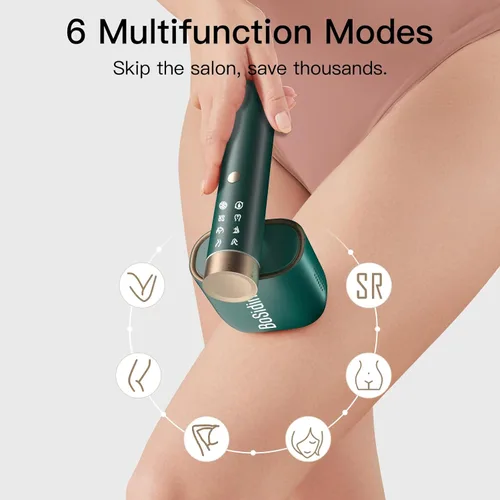 Miniatura 3 de Depilación láser, BoSidin depilación IPL con enfriamiento de hielo sin dolor, rejuvenecimiento facial SR 2 en 1, 6+1 modos, 6 niveles de depilación
