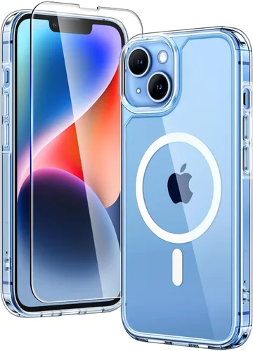 Miniatura 99 de TAURI Funda magnética 2 en 1 transparente para iPhone 14 Pro, compatible con Magsafe [no amarillenta] con protector de pantalla, protección de grado