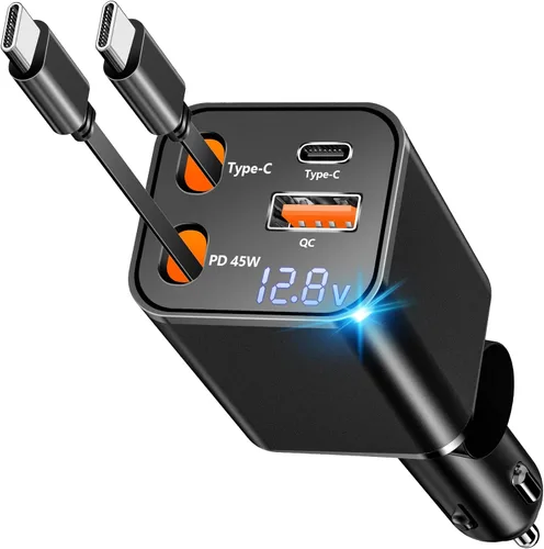 Miniatura 18 de 【Certificado MFi】Cargador rápido para iPhone de 4.8 A, cargador de coche USB dual Caiinei de 4.8 A, carga rápida, cable Lightning integrado de 6