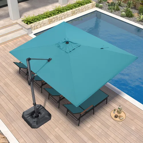 Miniatura 29 de PURPLE LEAF Sombrilla de Patio de 8 Pies para Exteriores Sombrilla Cantilever Cuadrada de Aluminio Sombrilla Offset con Rotación de 360 Grados