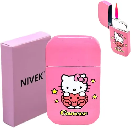 Miniatura 14 de NIVEK Encendedor de gatito Y2k 12 Consetelaciones Horóscopo Astrología Zodiaco Signos de nacimiento Pretty Pink Flame Kawaii Coleccionable Japonés