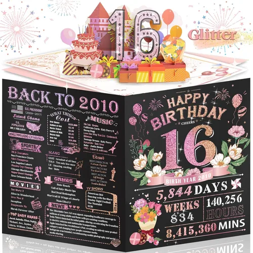Miniatura 33 de Tarjeta de cumpleaños número 10 para niña, niño, nieto, nieta, hijo, hija, gigante, desplegable, “Happy 10th Year Old”, decoración, regalo de Negro
