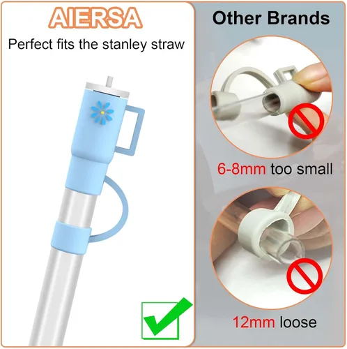 Miniatura 7 de AIERSA 5 piezas de cubiertas de pajita de silicona compatibles con vasos de 30 y 40 onzas, cubiertas de punta de pajita para accesorios de tazas