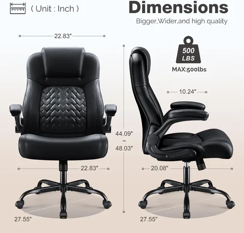 Miniatura 3 de Furmax Silla de oficina grande y alta de 500 libras, sillas de oficina resistentes, silla ergonómica de escritorio con respaldo alto, reposabrazos