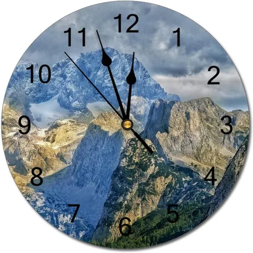 Miniatura 31 de Reloj de pared silencioso sin tictac de PVC, montañas del Tirol del Sur, Italia, senderismo, C, funciona con pilas, 10 pulgadas (9.8 in), reloj