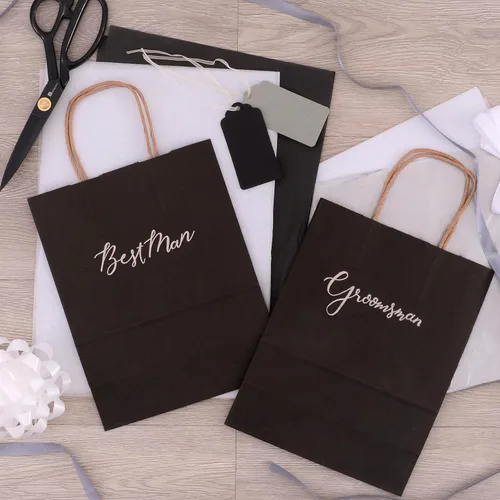 Miniatura 6 de Prime Line Packaging Bolsas de regalo negras, bolsas de regalo de papel con asas, bolsas al por menor para pequeñas empresas, boutique, compras, a