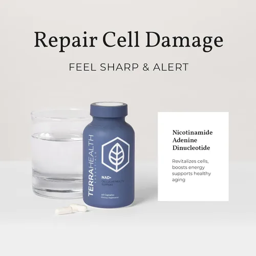 Miniatura 5 de Terra Health Essentials NAD+ - Energía celular, reparación metabólica, envejecimiento saludable del corazón, cerebro y músculo - Todo natural