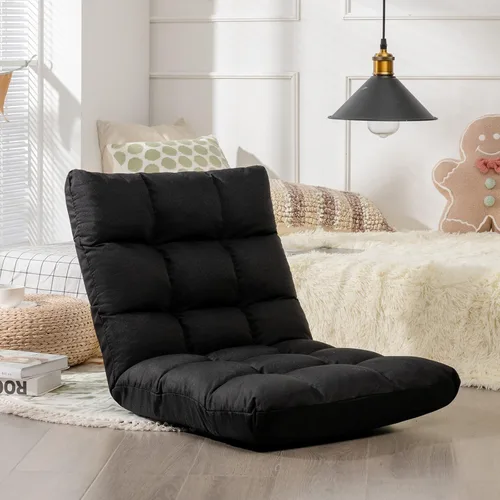 Miniatura 9 de Giantex Sofá de suelo, silla de videojuegos con 14 posiciones ajustables, respaldo acolchado, asiento acolchado para el suelo, silla plegable