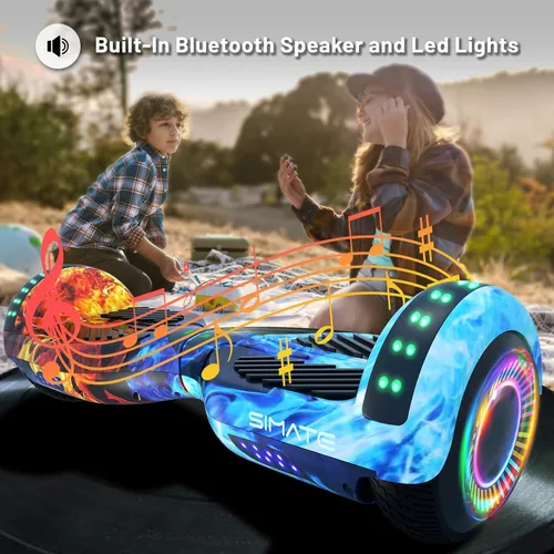 Miniatura 2 de SIMATE Hoverboard - Aeropatineta Bluetooth todo terreno con luces LED y control de aplicación, regalos para niños, adultos, niñas, niños, para todas