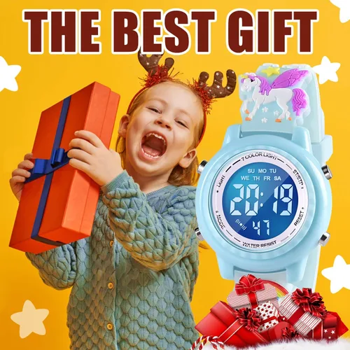 Miniatura 6 de Relojes impermeables de dibujos animados 3D para niños con alarma, los mejores regalos de juguetes para niñas de 3 a 10 años