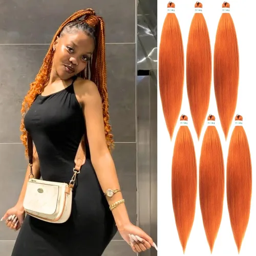 Miniatura 25 de Cabello trenzado preestirado rosa magenta, extensiones de cabello sintético de color rosa para trenzas, no tóxico, hipoalergénico