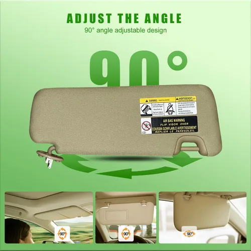 Miniatura 3 de Visera solar para el lado izquierdo del conductor para Toyota Highlander 2014 2015 2016 2017 2018 2019, color beige con luz, reemplaza la parte #