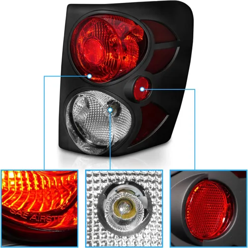 Miniatura 4 de AmeriLite Conjunto de luces traseras de freno de repuesto en negro 3D con relieve para 99-04 Jeep Grand Cherokee - Lado del pasajero y del conductor