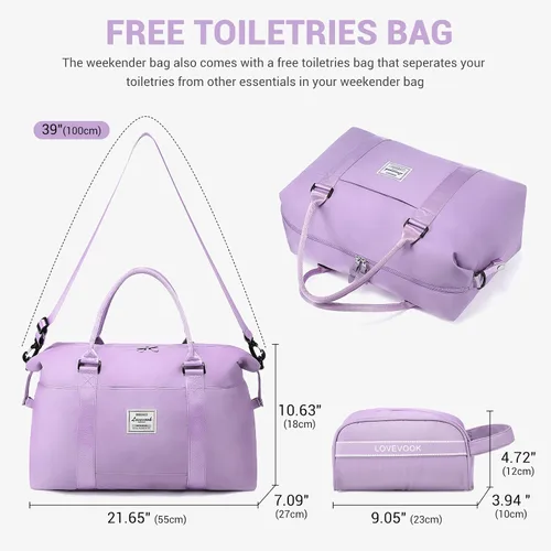 Miniatura 16 de LOVEVOOK Bolsa de fin de semana para mujer, bonita bolsa de viaje para gimnasio, bolsa de viaje con bolsa de artículos de tocador, bolsa