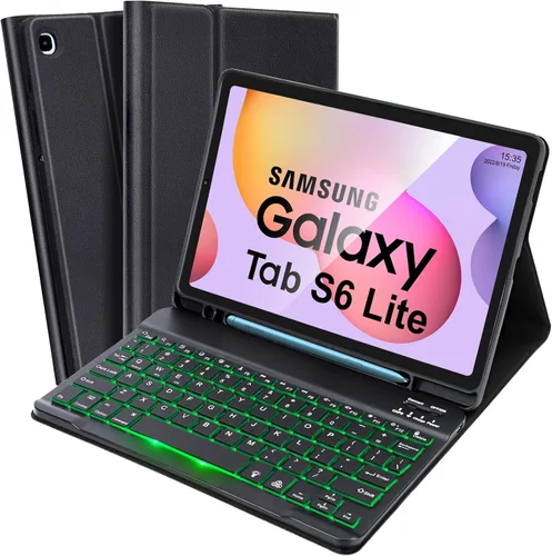 SOPPY Funda de teclado retroiluminada para Samsung Galaxy Tab S6 Lite de 10.4 pulgadas 2022/2020(SM-P610/P613/P615/P619), funda de teclado delgada