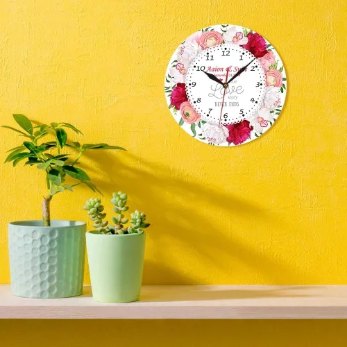 Miniatura 4 de The Geeky Days A True Love Story Never Ends Nombre personalizado Fecha de matrimonio Reloj de pared de cuarzo silencioso moderno Reloj de pared