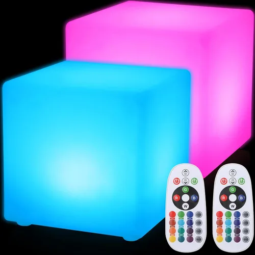 Frienda 2 Piezas Cubos Luminosos de 4 Pulgadas Luces de Cubo Cósmico Geniales 16 Colores Lámpara LED de Ambiente Impermeable Cubo de Luz LED para