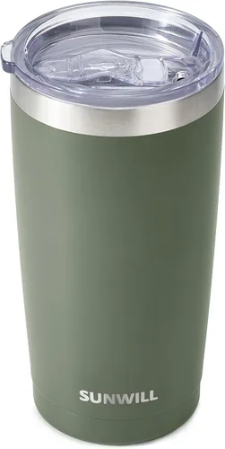 Miniatura 7 de SUNWILL Vaso de café de viaje de 20 onzas, taza aislada con tapa, taza de acero inoxidable para bebidas calientes y frías, con recubrimiento