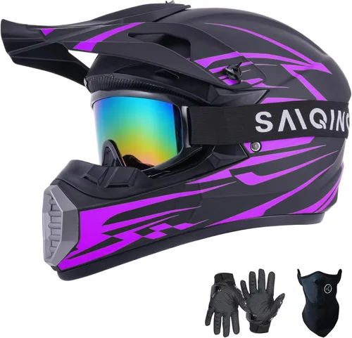 Miniatura 15 de SanQing - Casco de motocross para jóvenes y niños, casco integral para motocicleta de cara completa para bicicleta de tierra ATV cuatrimoto MX