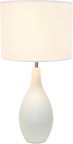 Miniatura 5 de Simple Designs LT1152-OFF Lámpara de mesa tradicional oblonga de cerámica para sala de estar, dormitorio, estudio, oficina, entrada, rincón