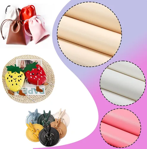 Miniatura 4 de Ramya Hojas de cuero sintético de color sólido liso 1 rollo 12"X53" (30 cm X 135 cm), la piel sintética es ideal para proyectos de manualidades DIY