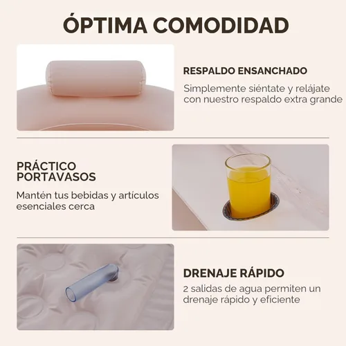 Miniatura 5 de CO-Z Bañera inflable con bomba de aire eléctrica y almohada reposacabezas para baño, bañera inflable portátil para adultos, bañera de spa Marrón
