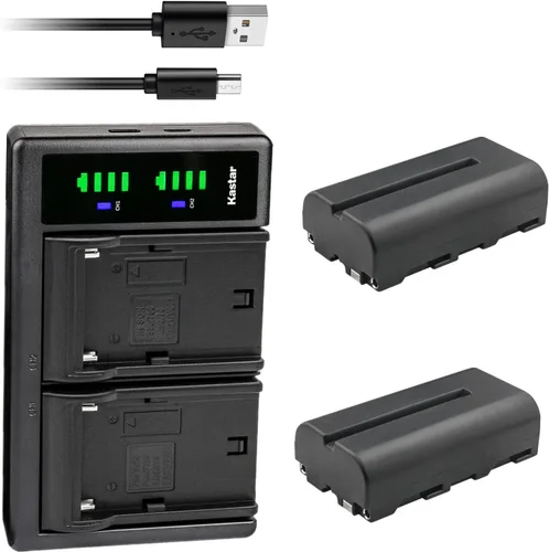 Kastar Paquete de 2 baterías NP-F550/NP-F570 y cargador USB LTD2 compatible con Godox GM55 5.5 pulgadas 4K HDMI pantalla táctil en cámara, LEDP-120C