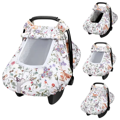 Miniatura 11 de Funda para Asiento de Coche para Bebé Niña, Funda de Asiento de Coche de Invierno Cálida para Bebé, Toldo Infantil para Asiento de Coche con Ventana
