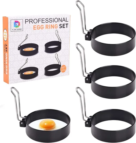 Miniatura 7 de Anillo de huevo, molde redondo profesional para panqueques, anillos para cocinar huevos para cocinar, molde redondo antiadherente de acero