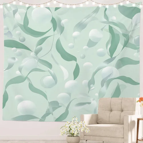 Miniatura 54 de Batmerry Tapiz de pintura abstracta apagado, trazos de expresión artística arte de pared, decoración para colgar, fibra de poliéster, blanco