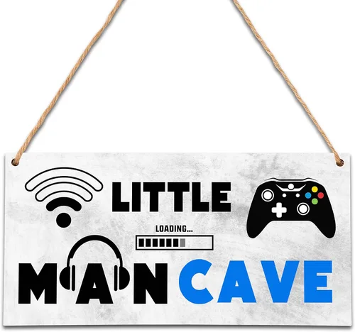Miniatura 10 de Letrero de madera para colgar en la puerta de Little Man Cave, All-Star Sports - Decoración para colgar en la puerta, decoración para niños