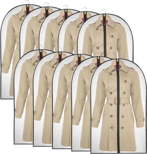 Miniatura 13 de Bolsas de ropa de 50 pulgadas para colgar ropa, fundas transparentes a prueba de trajes con refuerzos de 4 pulgadas para almacenamiento en armario