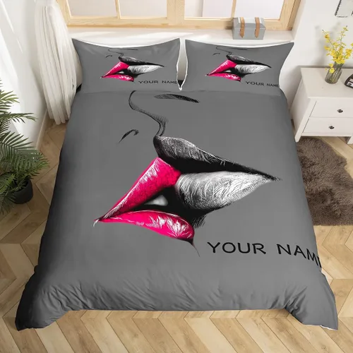 Miniatura 15 de Juego de ropa de cama personalizado con lentejuelas negras y doradas, funda de edredón de corazón dorado con purpurina para mujeres y hombres