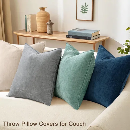 Miniatura 4 de decorUhome Juego de 4 fundas de almohada de verano de 18 x 18 pulgadas, fundas decorativas de felpilla neutra suave con diseño elegante para sala