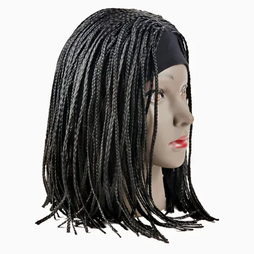 Miniatura 8 de Peluca trenzada de caja sintética corta estilo Bob, peluca trenzada con flequillo, peluca trenzada Cornrow para mujeres negras (12 pulgadas, 1BH30#)
