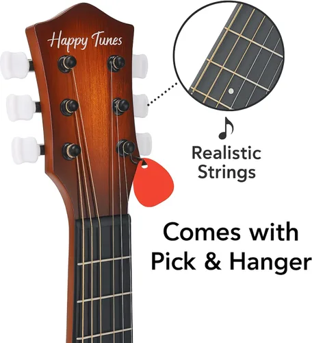 Miniatura 2 de Guitarra acústica de 23 pulgadas, guitarra de juguete de 6 cuerdas para niños, cuerdas de acero realistas, primer instrumento musical para Cherry