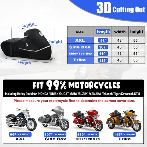 Miniatura 6 de Funda de Almacenamiento para Motocicleta para Modelos Touring Harley Davidson Road King, Road Glide, Street Glide, Electra Glide, Heritage Classic
