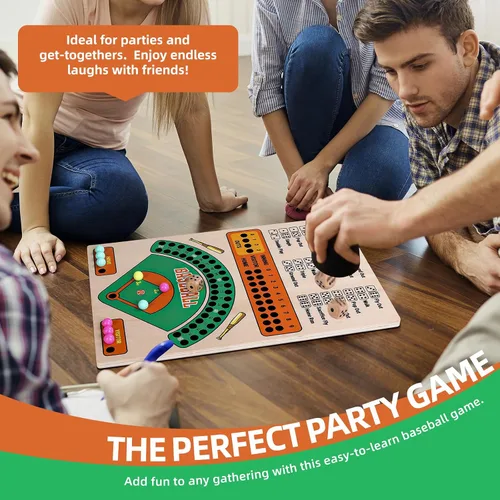 Miniatura 3 de Jioustoy Juego de mesa de béisbol, juego de dados de béisbol de madera con canicas, juego de viaje de béisbol y juego de mesa para interiores