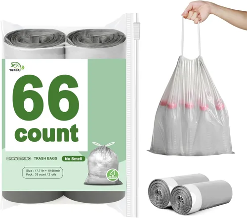 Miniatura 8 de Bolsas de basura pequeñas de 132 unidades, cordón de 4 galones, bolsas de basura blancas para baño, bolsas de basura sin desgarros, forros