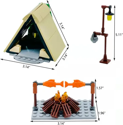 Miniatura 3 de Kit de bloques de construcción para camping, tienda de campaña hoguera, luces de campamento, naturaleza, glamping, actividades al aire libre
