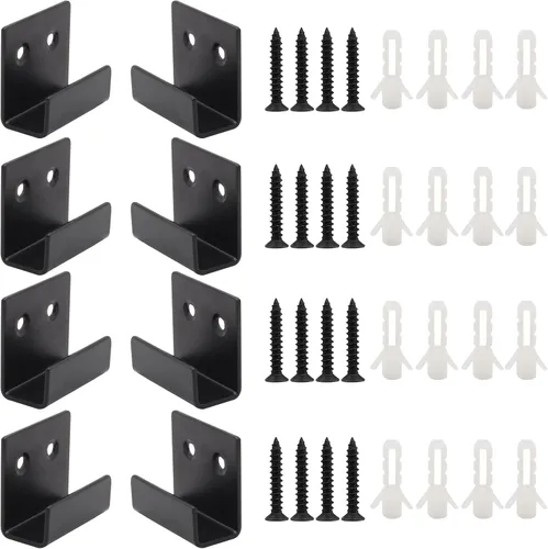 Miniatura 8 de Soporte para azulejos de acero inoxidable de 0.39 pulgadas / 0.39 pulgadas, soporte en U negro, soporte para cartelera, ganchos de montaje en pared