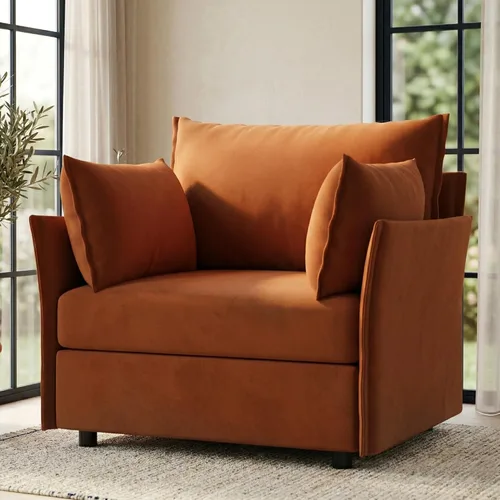 Miniatura 30 de ABCASA Silla de Acento de Gran Tamaño, Sillón Moderno Tapizado con Respaldo Extraíble y Funda Desmontable, Asiento de 24.5 Pulgadas de Profundidad