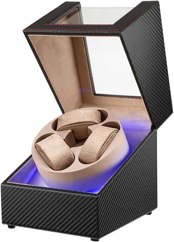 Bobinador de relojes Anyasun para relojes automáticos, caja de bobinador de 3 relojes con pantalla LED, motor japonés ultra silencioso, 4 modos de
