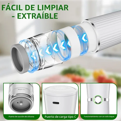 Miniatura 7 de Sellador al vacío para alimentos, máquina selladora al vacío portátil compacta con 30 bolsas reutilizables para preservación 10X y frescura Blanco