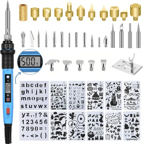 Kit de Combustión de Madera ACRSIKR, Herramienta de Combustión de Madera con Pantalla LED, Pluma de Pirografía Ajustable de Temperatura, Kit de LED