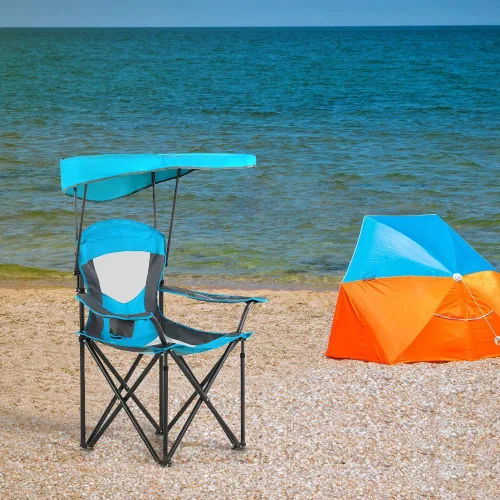 Miniatura 2 de HIGH POINT SPORTS Silla de descanso resistente con toldo para senderismo, silla de viaje, silla plegable para exteriores, campamento, patio, soporta