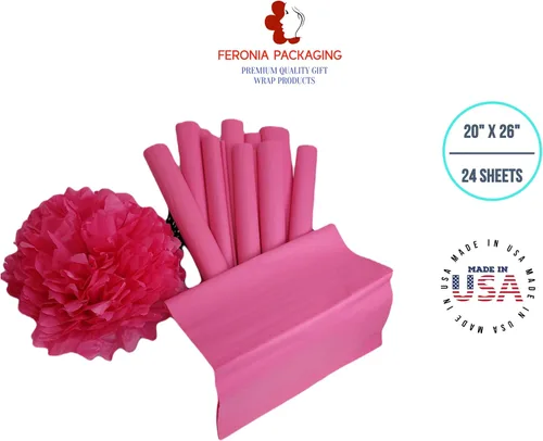 Miniatura 2 de Cuadrados de papel de seda rosa intenso, 24 hojas a granel, papel de regalo premium y suministros de arte para cumpleaños, vacaciones o regalos por